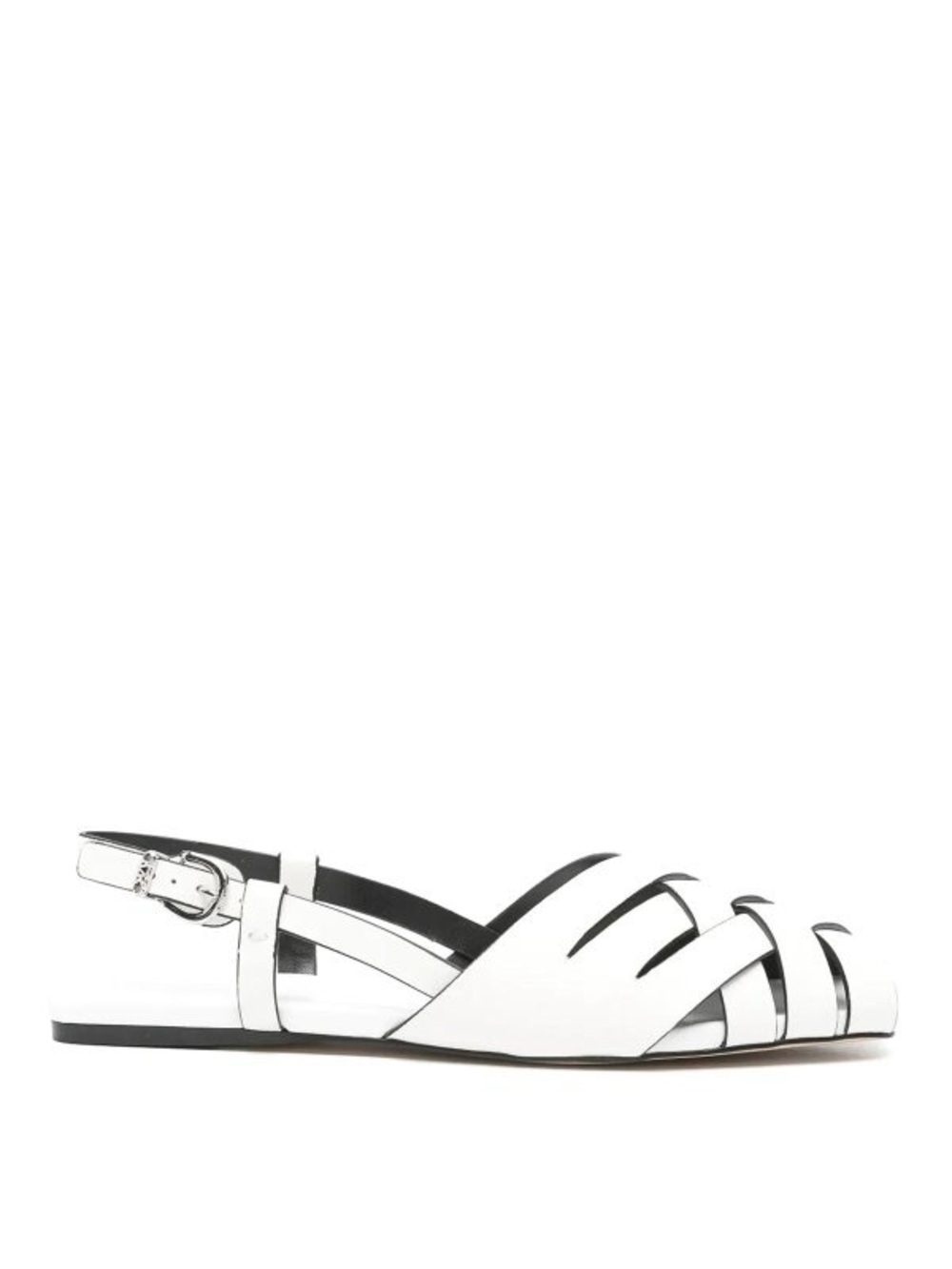 Michael Kors Irene  White Strappy Flat Sandals sling back fisherman